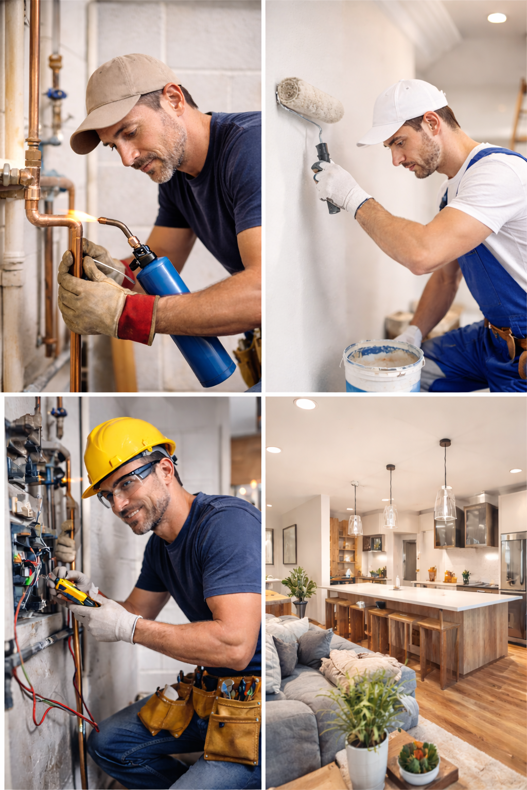 Plomero trabajando con tubería de cobre
